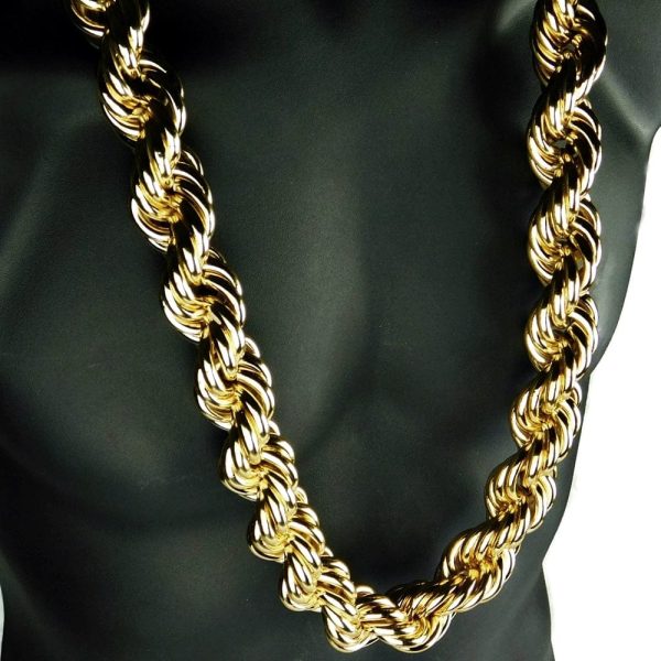 14K Gold Plated Rope Chain Necklace 30mm x 36  Discount - Image 3