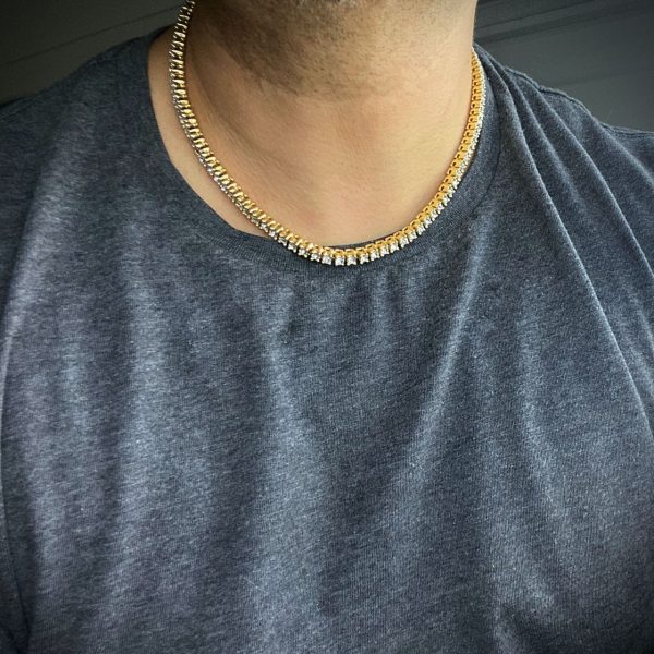 Tennis Chain Gold Finish Iced One Row Choker Necklace 18  6MM Online Sale - Image 2