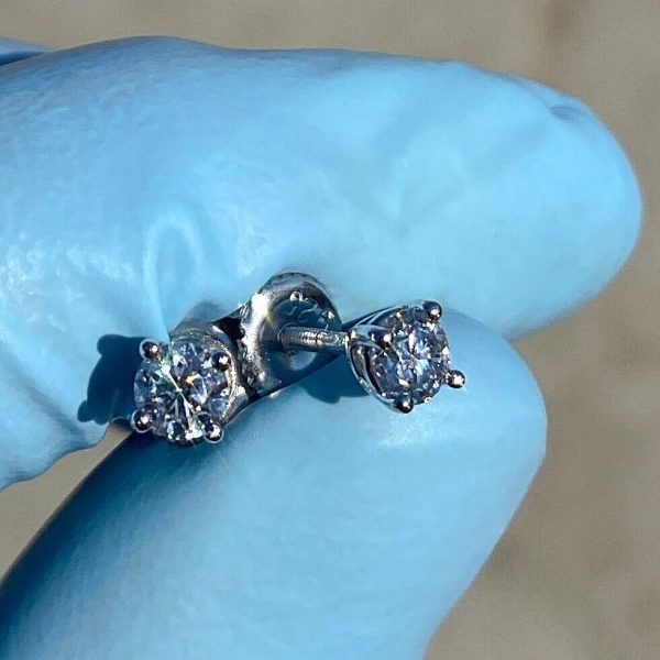 0.6CT TW Moissanite Stud Earrings 925 Sterling Silver Round Pass Diamond Tester 4MM Discount