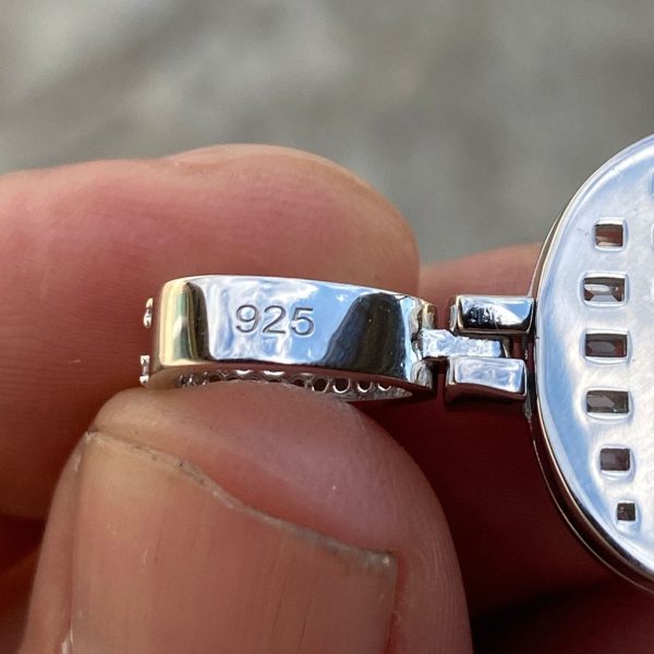925 Sterling Silver Iced Dollar $ Sign Flooded Out CZ Baguette Pendant Online now - Image 3