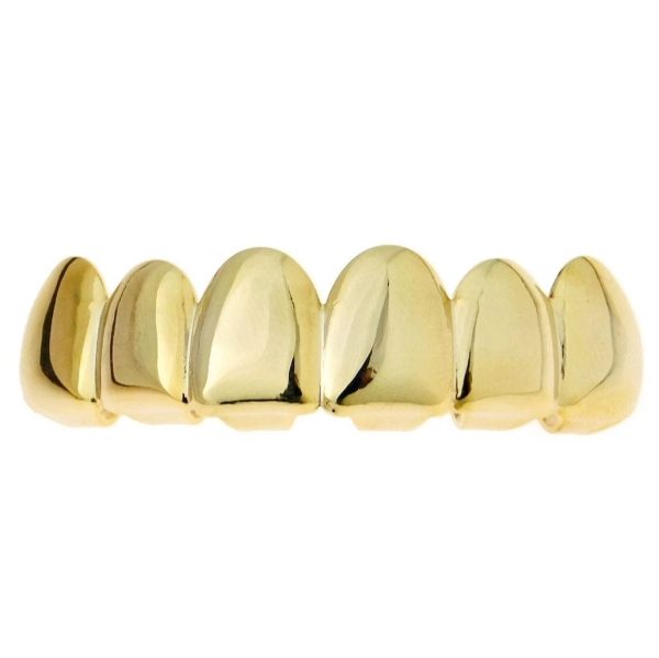 14K Gold Plated Deeper-Cut Top Teeth Plain Grillz Supply