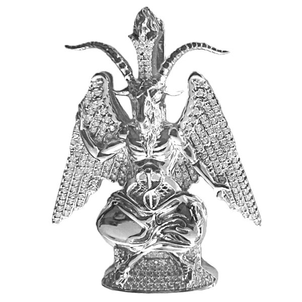 925 Sterling Silver Baphomet Moissanite VVS1 Goat Satan Devil Pendant Hot on Sale