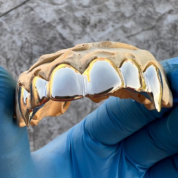 Real 10K Gold Vampire Teeth Fangs Custom Grillz Cheap - Image 4