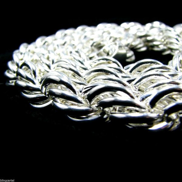 Rope Chain Necklace Silver Tone 10mm Thick x 30  Inch For Cheap - Image 2
