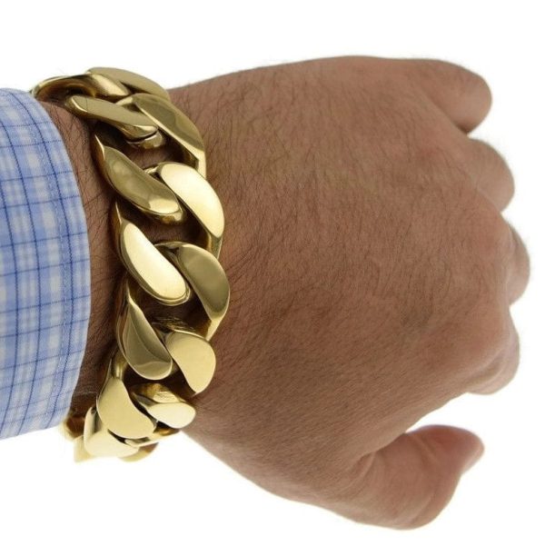 Gold Finish over 316L Stainless Steel 8.5  x 25MM Bracelet on Sale