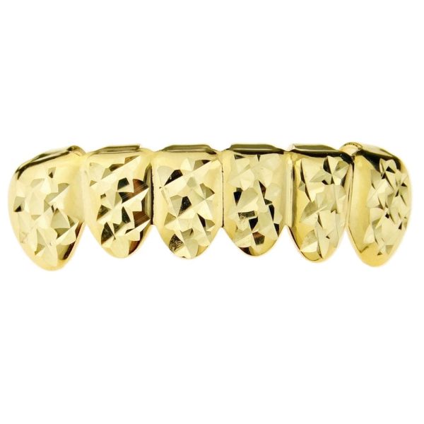 14K Gold Plated Diamond-Cut Bottom Teeth Grillz Online Sale