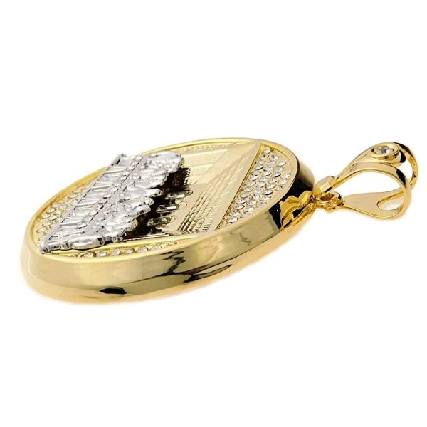 Huge Last Supper Gold and Silver Finish Round Medallion Pendant For Discount - Image 3