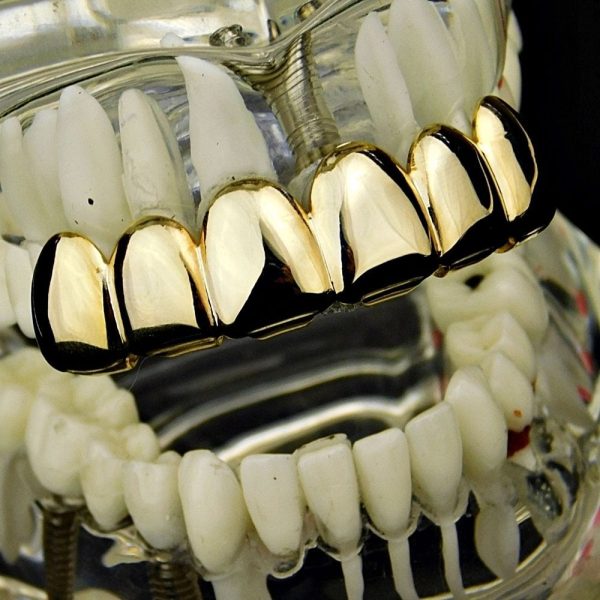 14K Gold Plated Deeper-Cut Top Teeth Plain Grillz Supply - Image 5