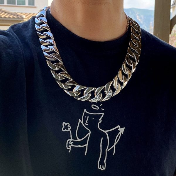 Men s Huge Chain Silver Cuban Link Stainless Steel 25MM Necklace 24  Online Hot Sale - Image 2