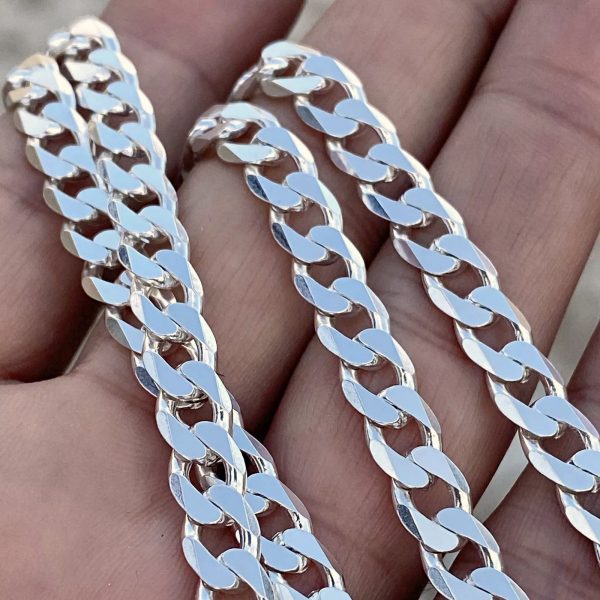 Solid 925 Sterling Silver Flat Cuban Link Chain Necklace 7MM 18-24  Online now