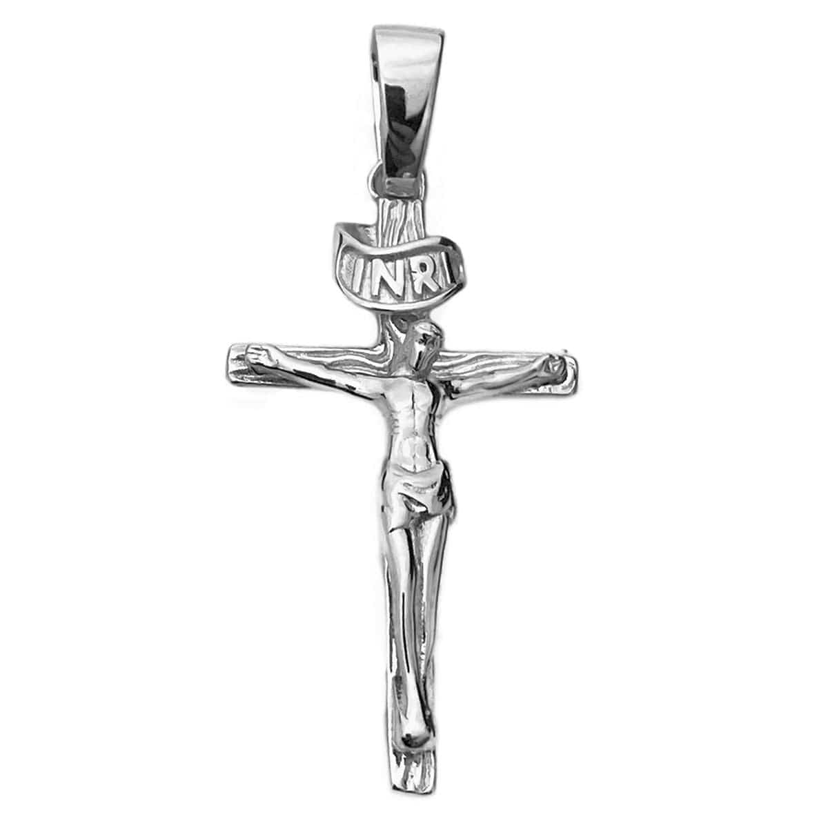 925 Sterling Silver Shiny Jesus Crucifix Cross Pendant 1.5  (Medium) Sale