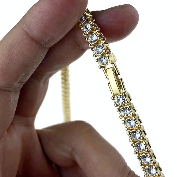 Tennis Chain Gold Finish Iced One Row Choker Necklace 18  6MM Online Sale - Image 4