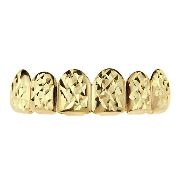 14K Gold Plated Diamond-Cut Top Teeth Grillz Cheap