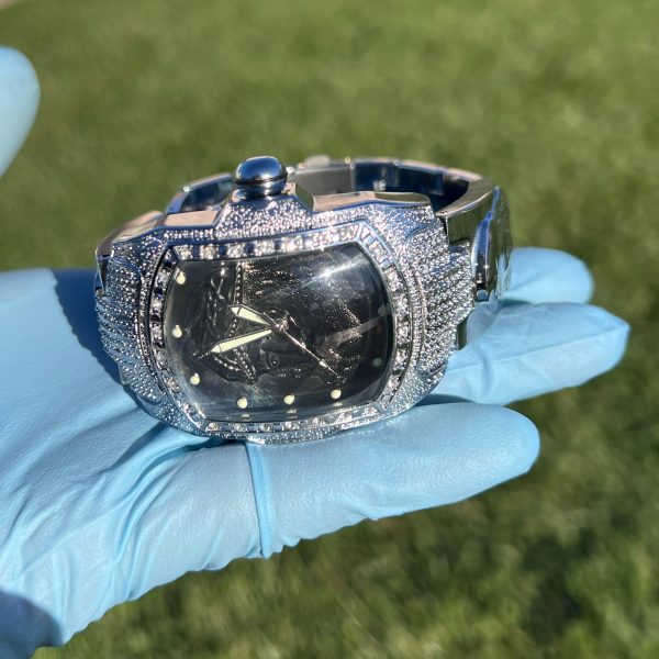 Holy Jesus Christ Hip Hop Watch CZ Iced Bling Out Black Dial Silver Tone 8  Online now - Image 3