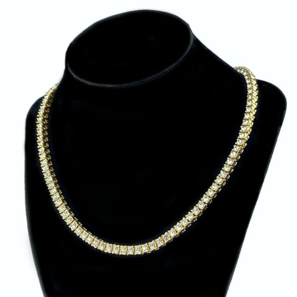 Tennis Chain Gold Finish Iced One Row Choker Necklace 18  6MM Online Sale