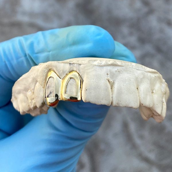 Real 14K Gold Double Side Canine Open Face Caps Custom Grillz Online Sale - Image 2