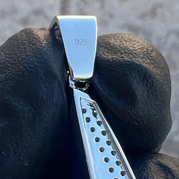 925 Sterling Silver Jet Airplane Pendant CZ Iced Plane Charm Sale - Image 3