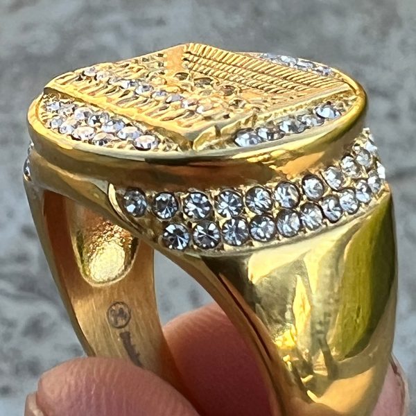 14K Gold Plated The Last Supper Round Ring Stainless Steel Iced Flooded Out Cheap - Image 5