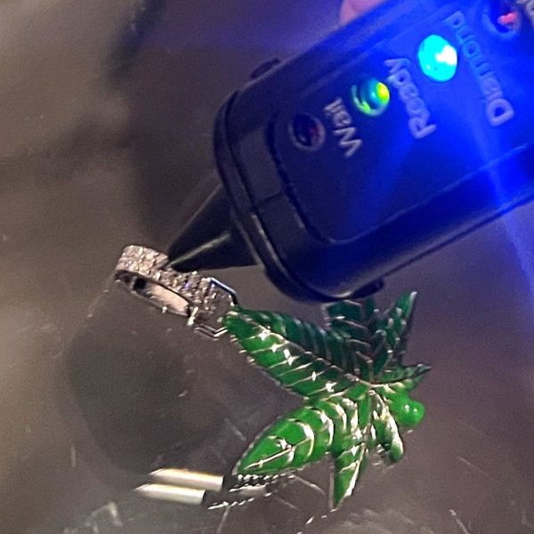 925 Sterling Silver Green Enamel Weed Leaf Marijuana 0.2ct Moissanite Pendant Discount - Image 5