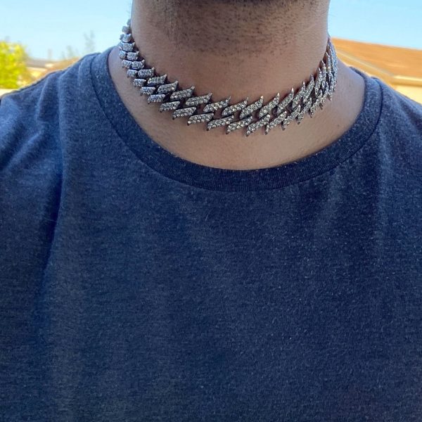 Spike Chain 16  Inch X 25MM Silver Tone Iced Choker Online Hot Sale - Image 2