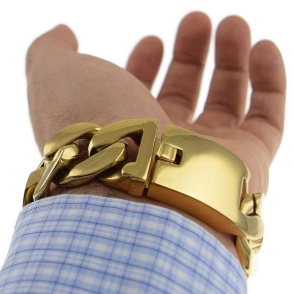 Gold Finish over 316L Stainless Steel 8.5  x 25MM Bracelet on Sale - Image 2