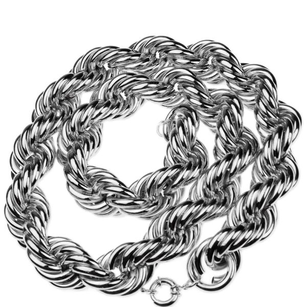 Silver Tone Rope Chain Necklace 30mm Thick x 36  Inch Cheap - Image 3