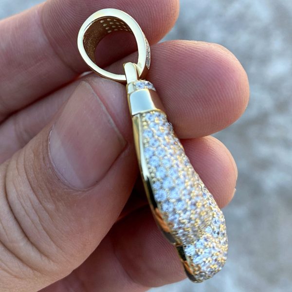 Gold Finish Over Solid 925 Boxing Gloves Iced Pendant Hot on Sale - Image 5