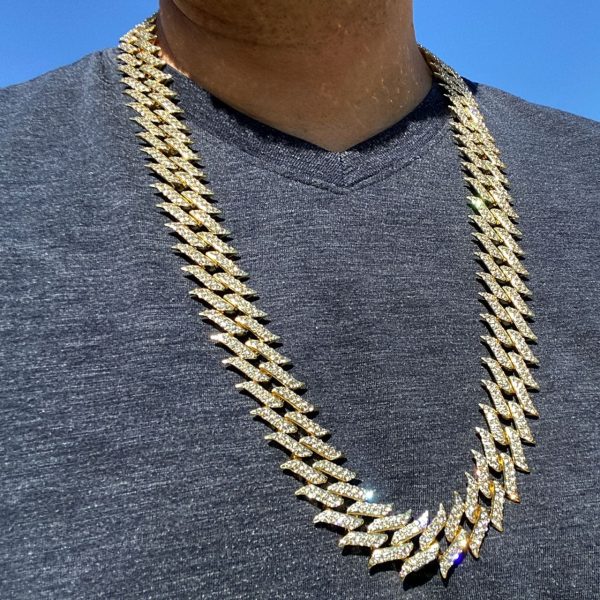 14K Gold Plated Spike Chain 30  Inch X 25MM Online now - Image 5