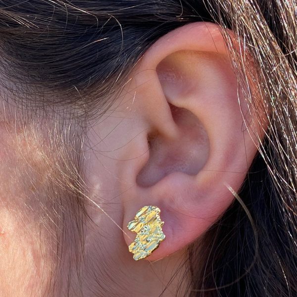 14K Gold Plated over 925 Silver Nugget Earrings 14MM Online Hot Sale - Image 2