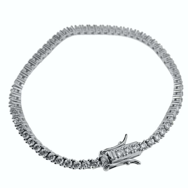 925 Sterling Silver Iced One Row Tennis Bracelet 2MM 6 -8.5  For Discount