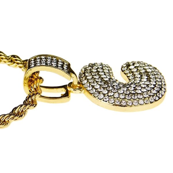 Bubble Letter C Gold Finish Rope Chain Necklace 24  Online Hot Sale - Image 3