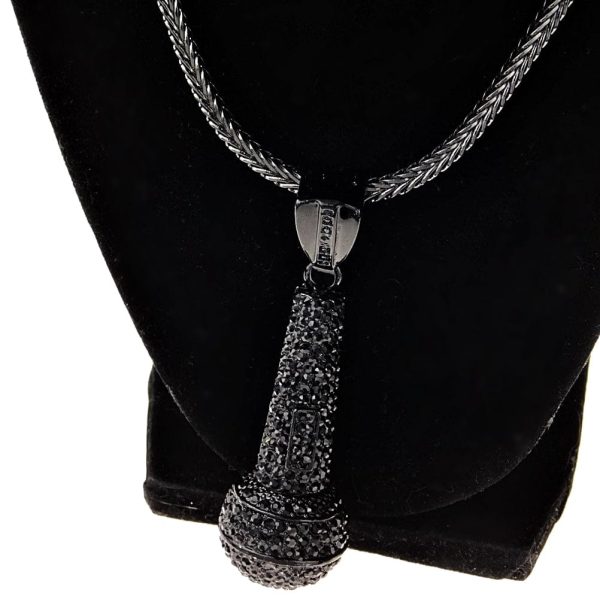 All-Black Mic Pendant Microphone 36  Franco Chain Necklace Online Hot Sale - Image 2