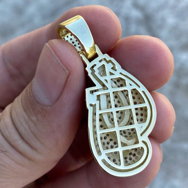 Gold Finish Over Solid 925 Boxing Gloves Iced Pendant Hot on Sale - Image 3
