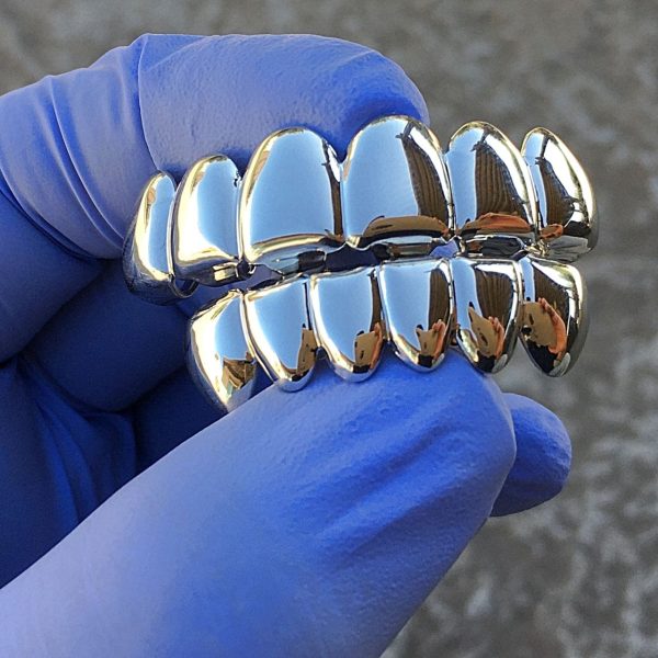 Deeper-Cut Silver Tone Teeth Grillz Set Fashion - Image 5