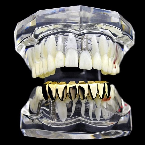 14K Gold Plated 8 Bottom Teeth Eight Tooth Plain Grillz For Discount - Image 2