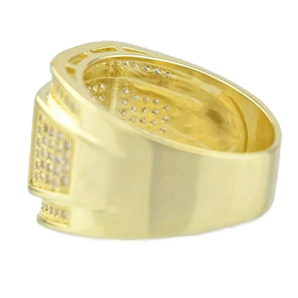 Mens Gold Finish Rectangle Iced CZ Ring 16x11MM Fashion - Image 4