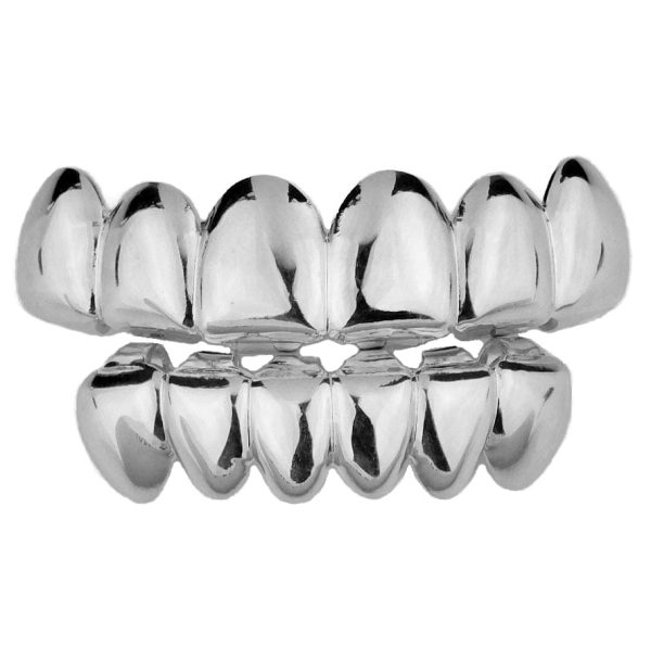 Deeper-Cut Silver Tone Teeth Grillz Set Fashion