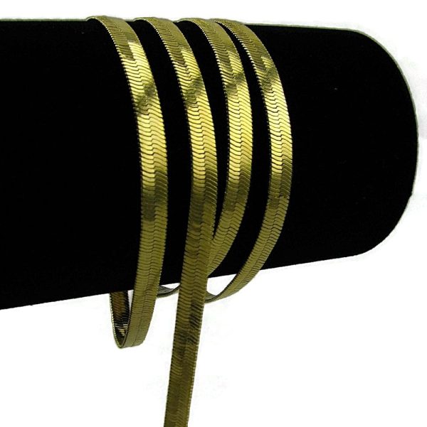 14K Gold Plated Herringbone Chain Necklace 30  x 4mm Online now - Image 5