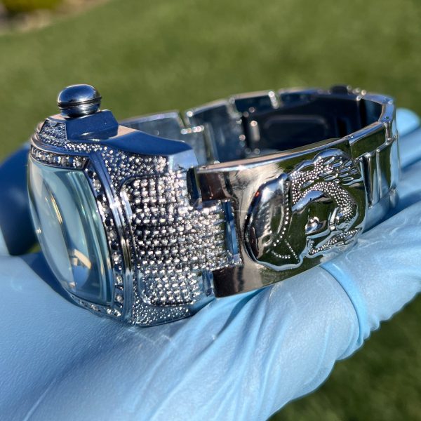 Holy Jesus Christ Hip Hop Watch CZ Iced Bling Out Black Dial Silver Tone 8  Online now - Image 4