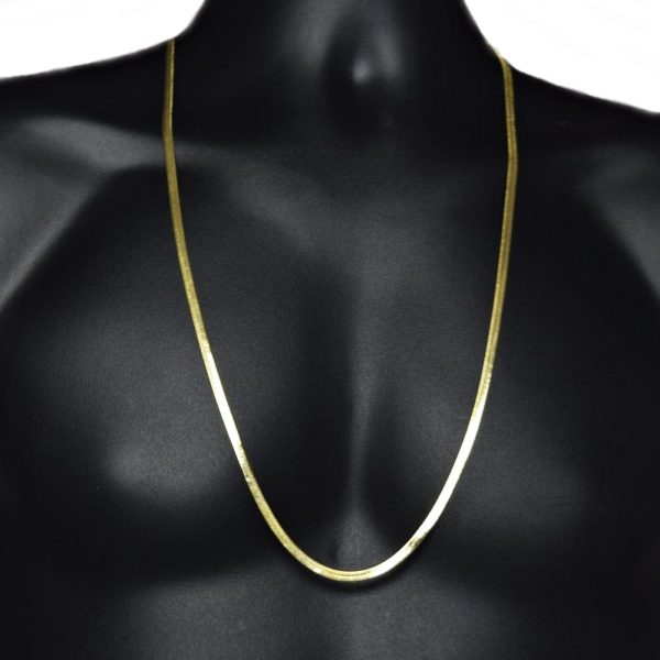 14K Gold Plated Herringbone Chain Necklace 30  x 4mm Online now