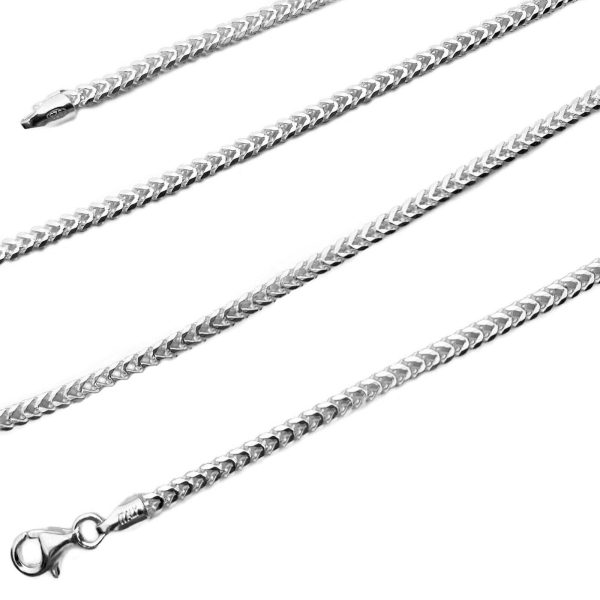 Solid 925 Sterling Silver Franco Chain Necklace Italy 2MM 16 -24  Cheap