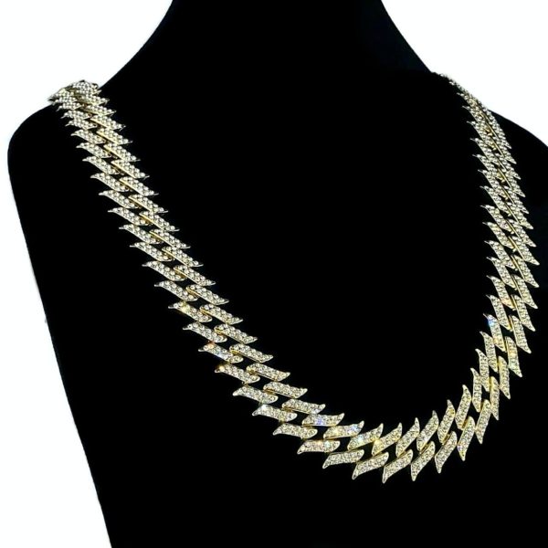 14K Gold Plated Spike Chain 30  Inch X 25MM Online now