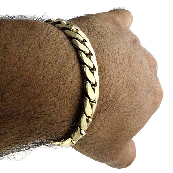 14K Gold Plated Miami Cuban Link Bracelet  12mm 8  Inch Hot on Sale - Image 5