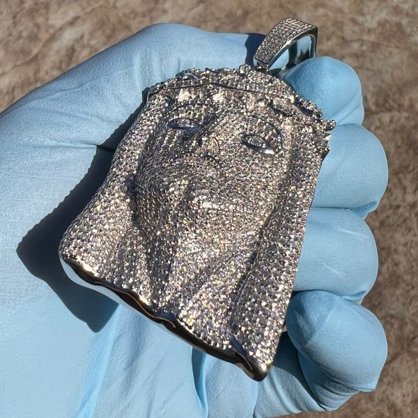 Moissanite VVS 925 Sterling Silver Jesus Big Pendant Iced Flooded Out 3  Large Supply - Image 5