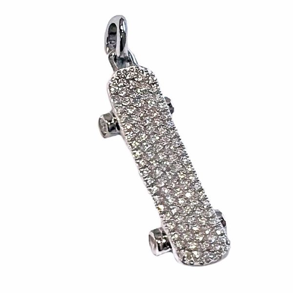 925 Sterling Silver Skateboard Iced Flooded Out Moissanite Pendant Cheap