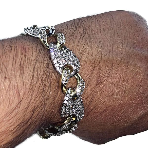 Cuban Mariner Links Two Tone Iced Flooded Out Bracelet 16MM 8.5  Cheap - Image 5