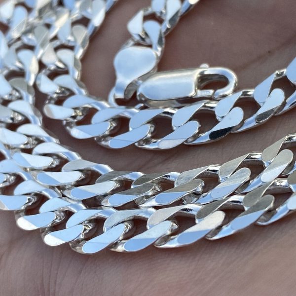 Solid 925 Sterling Silver Flat Cuban Link Chain Necklace 7MM 18-24  Online now - Image 3