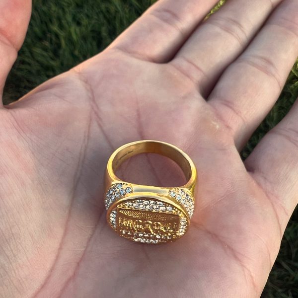 14K Gold Plated The Last Supper Round Ring Stainless Steel Iced Flooded Out Cheap - Image 4