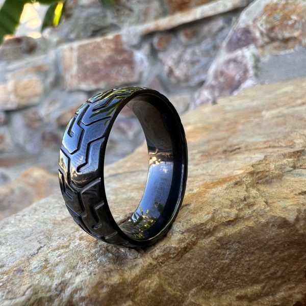 Black Zirconium Sports Car Biker Motorcycle Tire Tread Ring Supply - Image 3