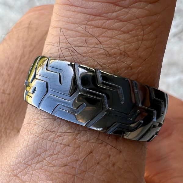 Black Zirconium Sports Car Biker Motorcycle Tire Tread Ring Supply - Image 4